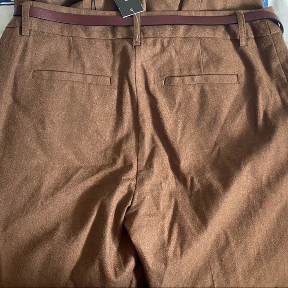 Apparel Brown Belted Wide-Leg High Rise Pants New - Picture 3 of 8